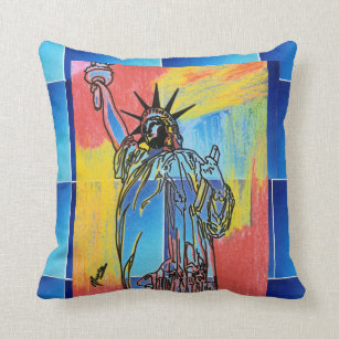 16x16 Albertees Abducted Statue of Liberty in New York Throw Pillow Multicolor 