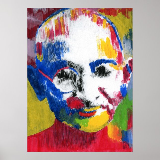 Modern colorful watercolor Mahatma Gandhi Poster (Front)
