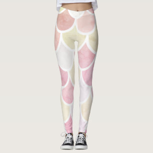 Modern Colorful Watercolor Mermaid Scales Pattern Leggings