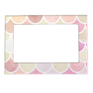 Modern Colorful Watercolor Mermaid Scales Pattern Magnetic Frame