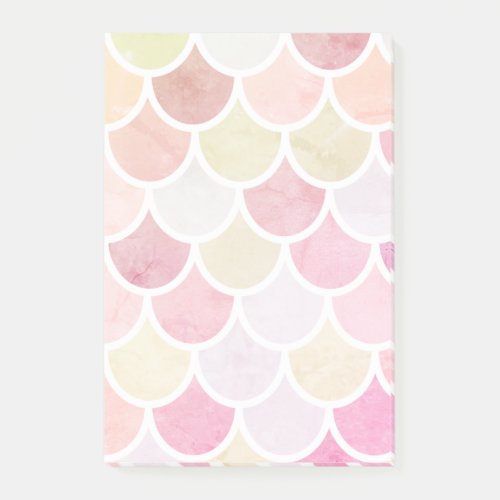 Modern Colorful Watercolor Mermaid Scales Pattern Post_it Notes