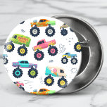 Modern Colorful Watercolor Monster Car Trucks Button<br><div class="desc">This modern design features a watercolor pattern of colorful monster car trucks #birthday #party #partysupplies #birthdayparty #colorful #custom #pattern  #masculine #kids #trendy #cool #design #watercolor #monstercars #trucks #vehicle #fun</div>