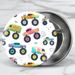 Modern Colorful Watercolor Monster Car Trucks Button
