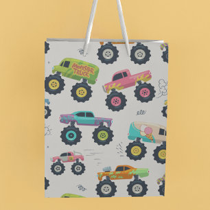 Modern Colorful Watercolor Monster Car Trucks Medium Gift Bag