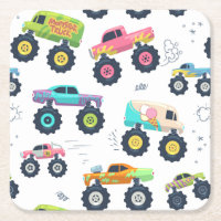 Modern Colorful Watercolor Monster Car Trucks