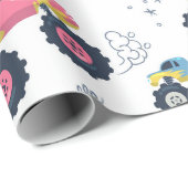 Modern Colorful Watercolor Monster Car Trucks Wrapping Paper (Roll Corner)