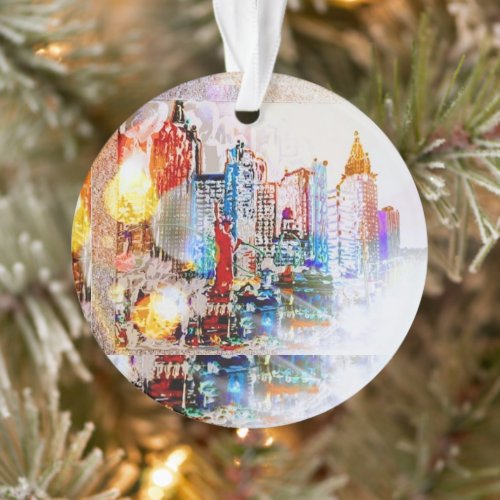 Modern colorful watercolor NYC ball Ornament