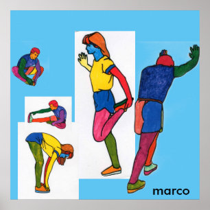 Modern colorful Watercolor people exercises Poster
