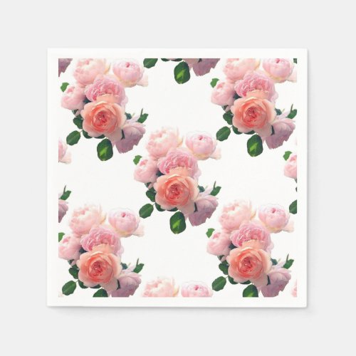 Modern Colorful Watercolor Pink Roses Template Napkins