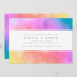 Modern Colorful Watercolor Rainbow Bridal Shower Invitation