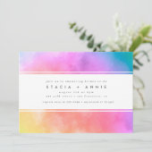 Modern Colorful Watercolor Rainbow Bridal Shower Invitation (Standing Front)