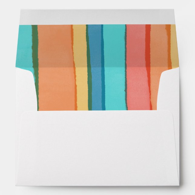 Modern Colorful Watercolor Rainbow Stripes Bold  Envelope (Back (Bottom))