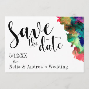 Modern Colorful Watercolor Save the Date