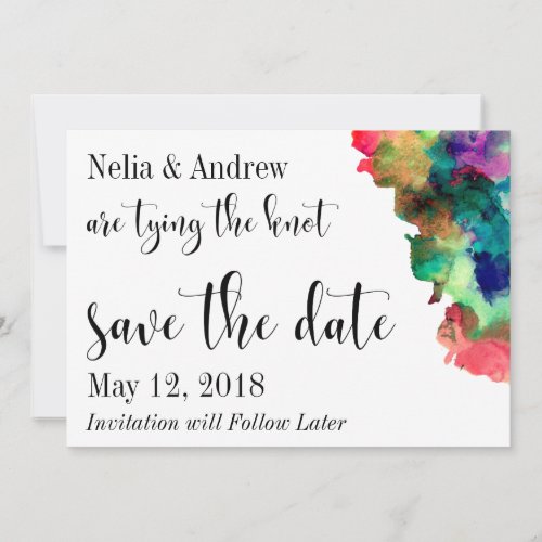 Modern Colorful Watercolor Save the Date 2