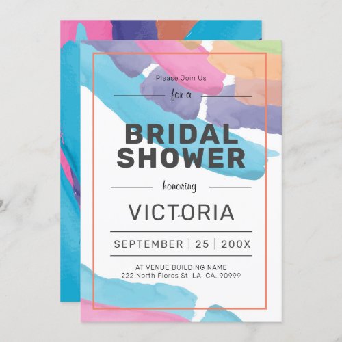 Modern Colorful watercolors brushstrokes Invitation