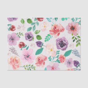Modern Colorful Watercolors Flowers Pattern Tissue Paper