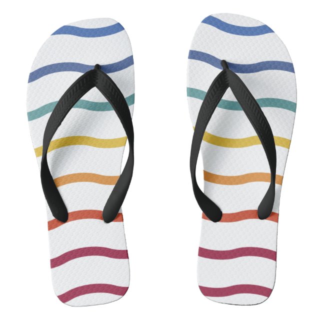 Modern Colorful Wave Pattern Flip Flops (Footbed)