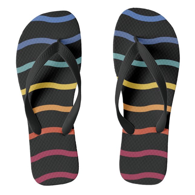 Modern Colorful Wave Pattern Flip Flops (Footbed)