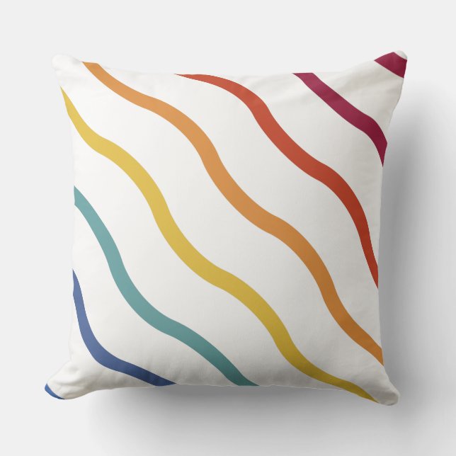 Modern Colorful Wave Pattern Throw Pillow (Front)