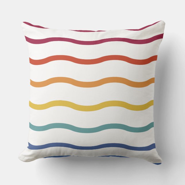 Modern Colorful Wave Pattern Throw Pillow (Front)