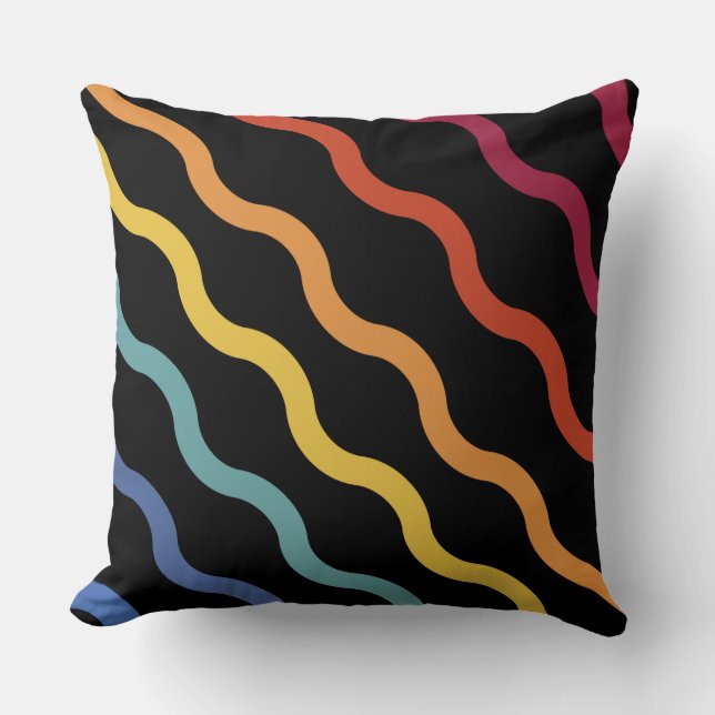 Modern Colorful Wave Pattern Throw Pillow (Front)