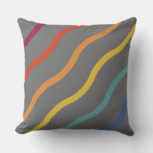 Modern Colorful Wave Pattern Throw Pillow (Front)