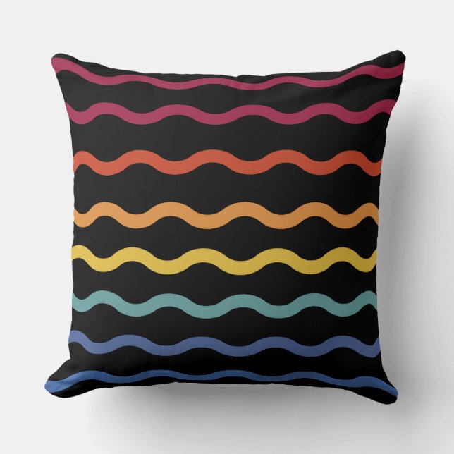 Modern Colorful Wave Pattern Throw Pillow (Front)