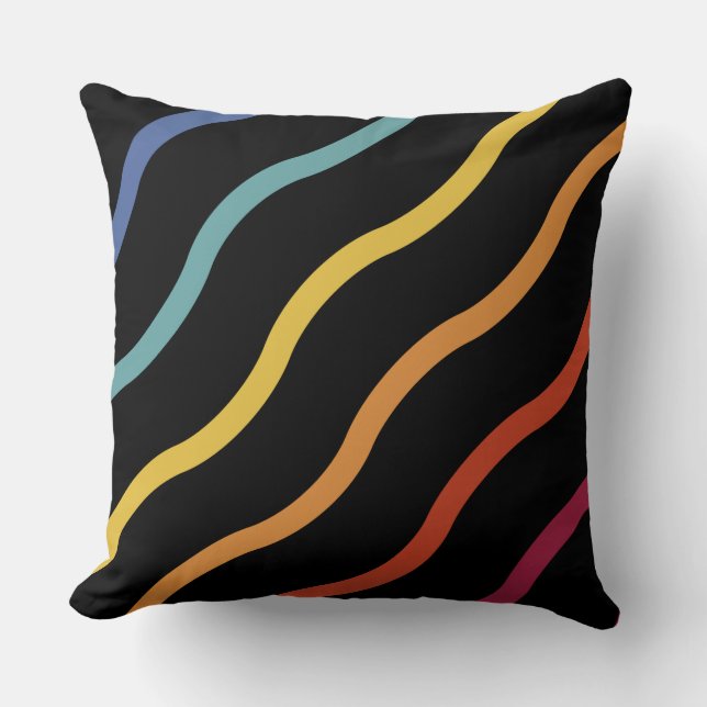 Modern Colorful Wave Pattern Throw Pillow (Front)