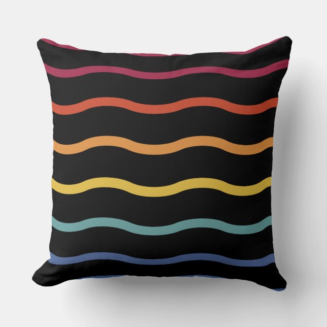 Modern Colorful Wave Pattern Throw Pillow (Front)