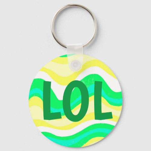 Modern Colorful Waves Stripes CUSTOMIZE IT Yellow Keychain