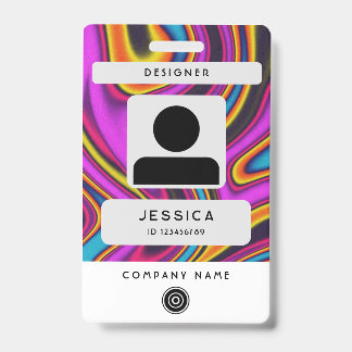 Modern colorful wavy and fluid ink Photo ID badge