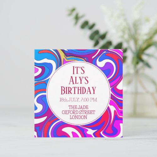 Modern Colorful Wavy Birthday Invitation