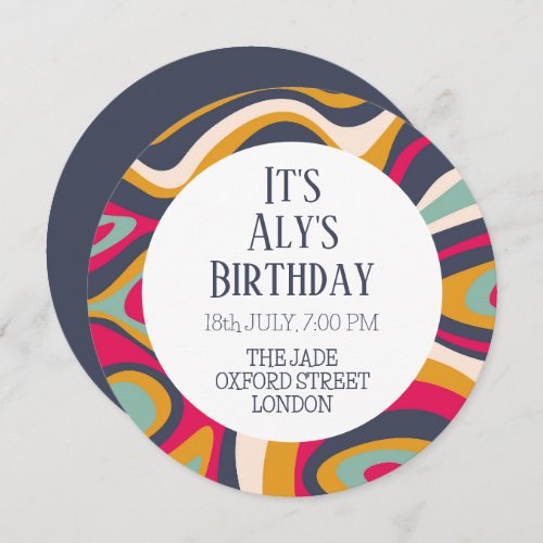 Modern Colorful Wavy Birthday Invitation