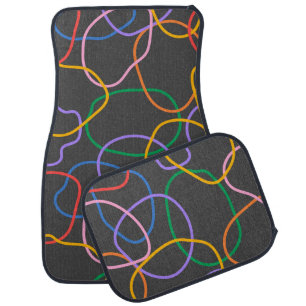 Modern Colorful Wavy Lines Pattern Car Floor Mat