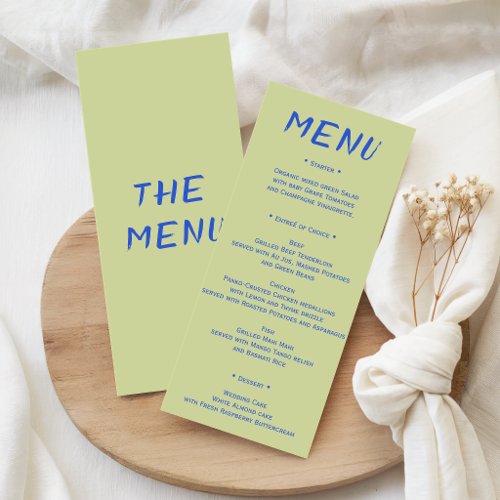 Modern Colorful Wedding Menu