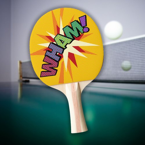 Modern Colorful WHAM Typograhy Comic Book Pop Art Ping_Pong Paddle