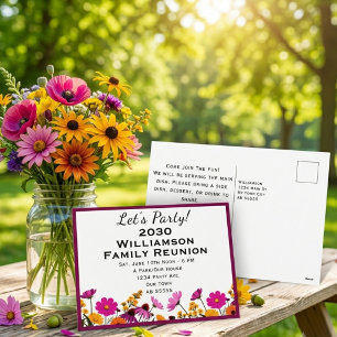 Modern Colorful Wildflower Family Reunion Party Holiday Postcard