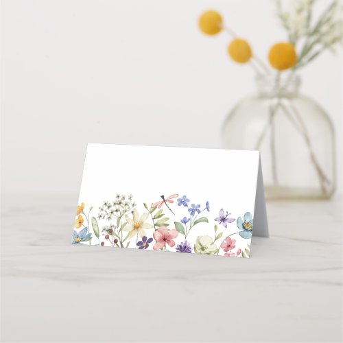 Modern Colorful Wildflower Floral Bridal Shower Place Card