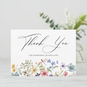 Modern Colorful Wildflower Floral Bridal Shower Thank You Card