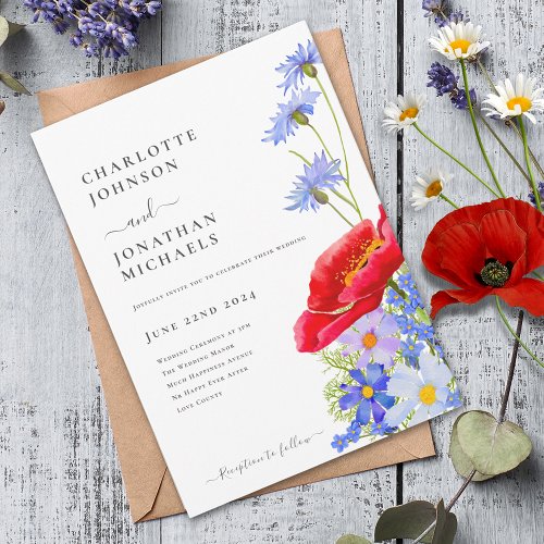 Modern Colorful Wildflower  Invitation