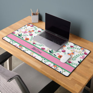 Modern Colorful Wildflower Meadow Floral Desk Mat
