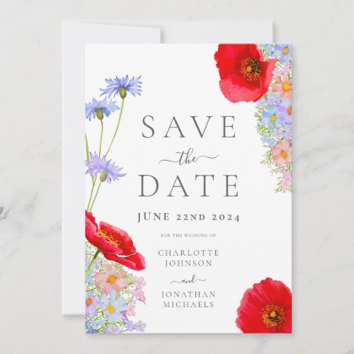 Modern Colorful Wildflower Wedding Save The Date
