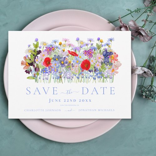 Modern Colorful Wildflower Wedding Save The Date