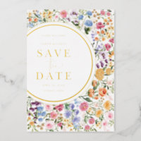 Modern Colorful Wildflower Wedding Save the Date