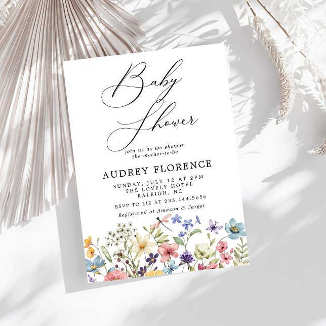 Modern Colorful Wildflowers Floral Baby Shower Invitation (Creator Uploaded)