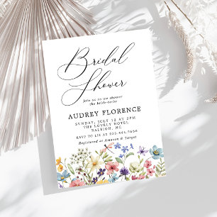 Modern Colorful Wildflowers Floral Bridal Shower Invitation