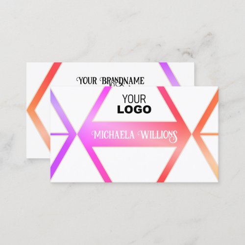 Modern Colorful with Chic White Geometric and Logo Business Card