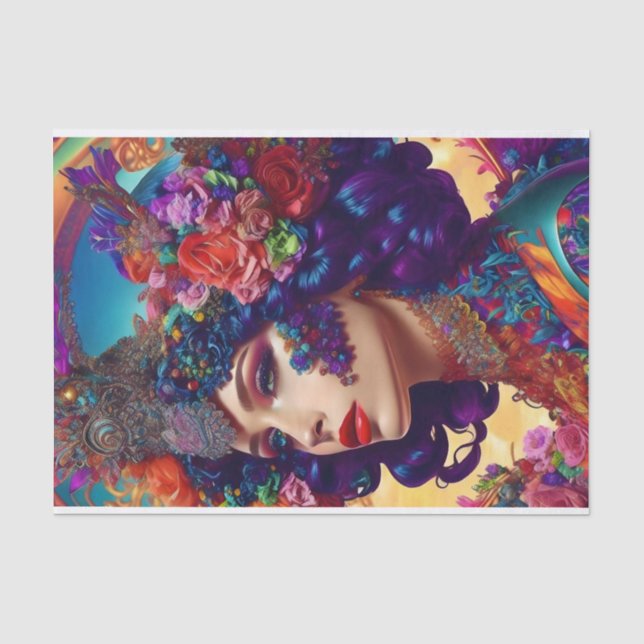 Modern Colorful Woman Decoupage Paper (Front)