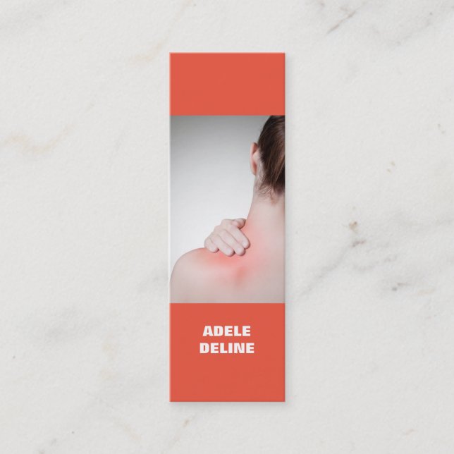 Modern Colorful Women Back Massage Therapist Mini Business Card (Front)