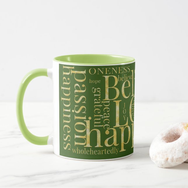 Modern Colorful Word Cloud Text Designs Mug (With Donut)
